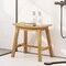 Natural Teak Wood Shower Stool with Curved Seat and H-Shaped Support Bars